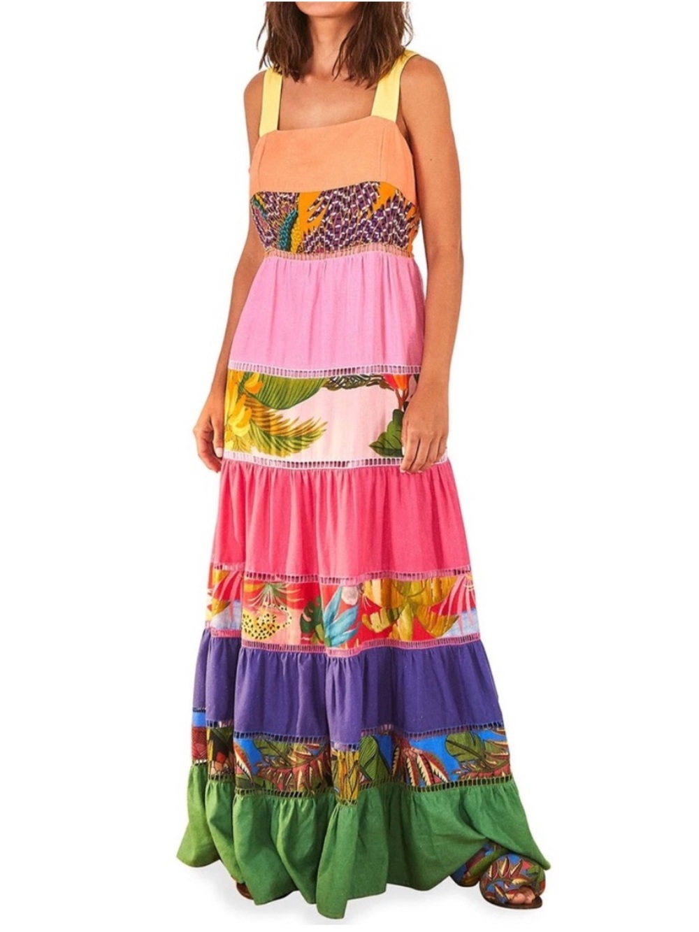 Farm Rio Rainbow Mixed Print Maxi Tropical Size Small
